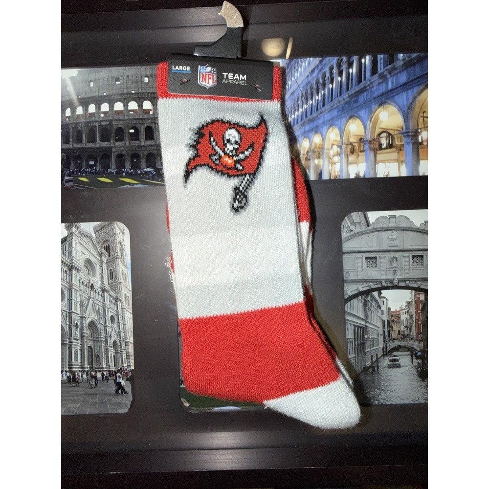 Tampa Bay Buccaneers Socks NFL Team Apparel Red White Logo Size L NWT